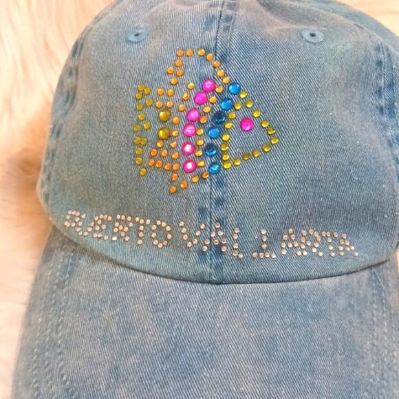 PUERTO VALLARTA Travel Baseball Cap Blue Beaded Fish BLING Adjustable Souvenir - Picture 3 of 7